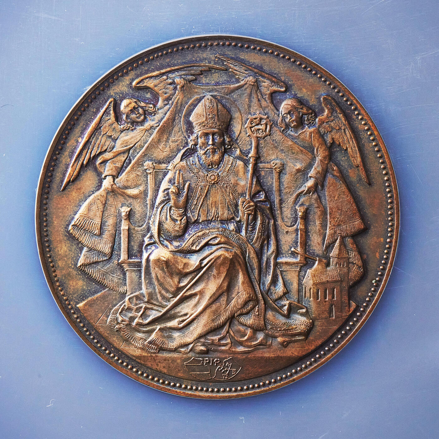 【俄甄集藏】2026年(049)03-18星期三 晚 19:30 全场包邮 德国1926年纪念基希贝格的圣沃尔夫冈朝圣教堂完成重建大铜章，NGC MS63，稀有品种，直径：52mm，盒体边缘有小裂，见详图