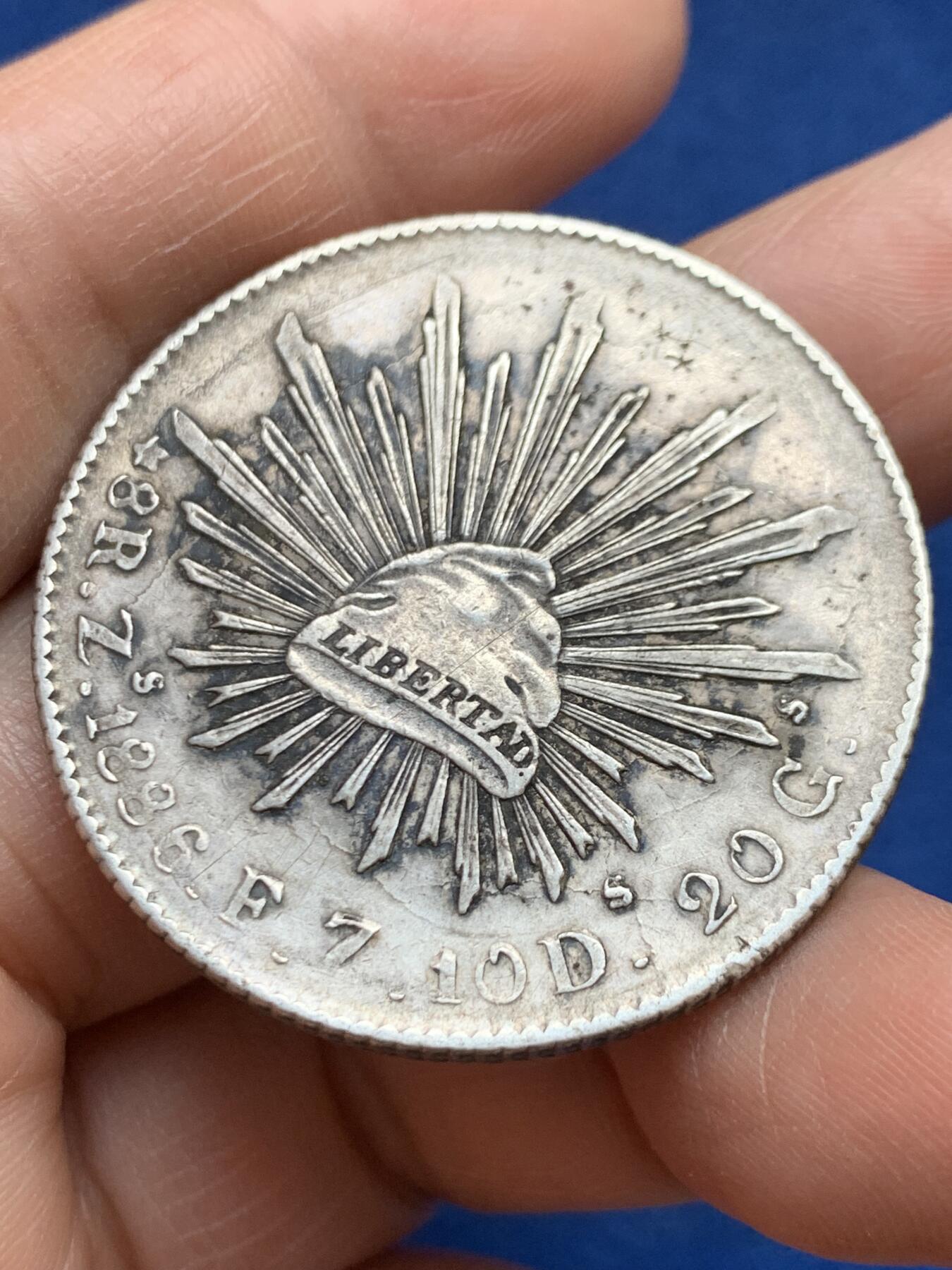 《竞宝斋》第468场 周日，周一 2场连拍 （全场包邮）欢迎送拍 墨西哥1886年鹰洋银币 流通品