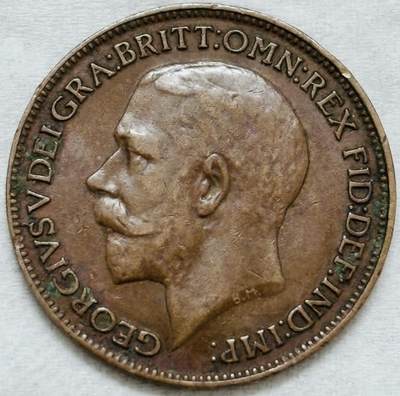 文馨钱币收藏第 296 场，长期接代拍业务 - 极美品 1922 年英国乔治五世法新铜币