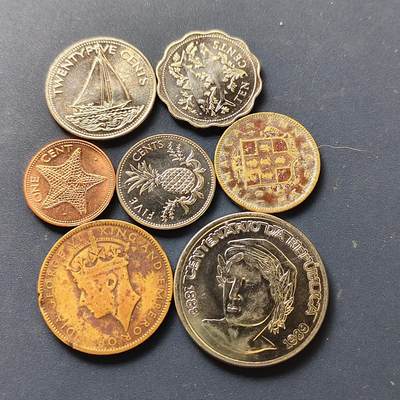 【全场包邮】纯粹捡漏拍510场 - 世界各国各年份散币7枚一组-巴哈马+牙买加+巴西