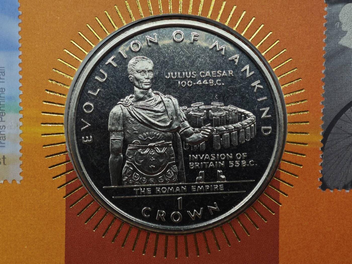  【淘币小摊】限时拍第八百七十八拍   克朗币邮币封场    每周一统一发货 直布罗陀1997年人类进化古罗马克朗纪念币邮币封