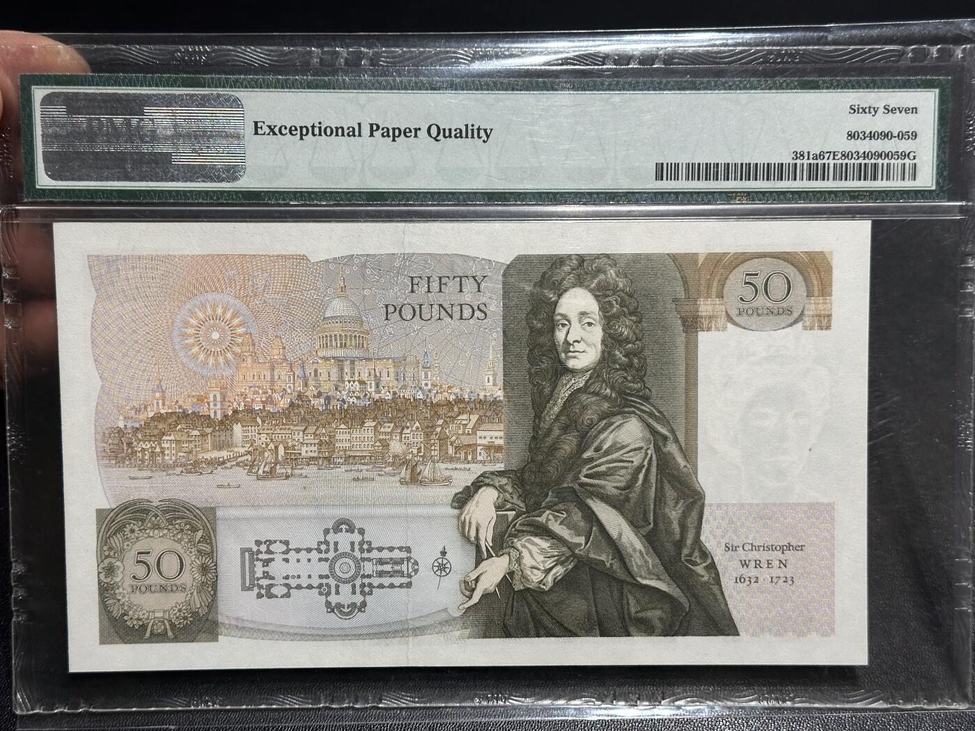 《外钞收藏家》第六百一十六期（精品场）（长期征集拍品、欢迎藏友们联系合作） 1981-88年英国D序列50镑 初版 PMG67