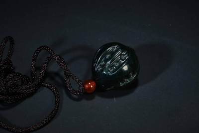 上海都达杂项专场五十六【全场包邮】  - 天然和田玉青玉核桃吊坠挂件 附鉴定证书92-58