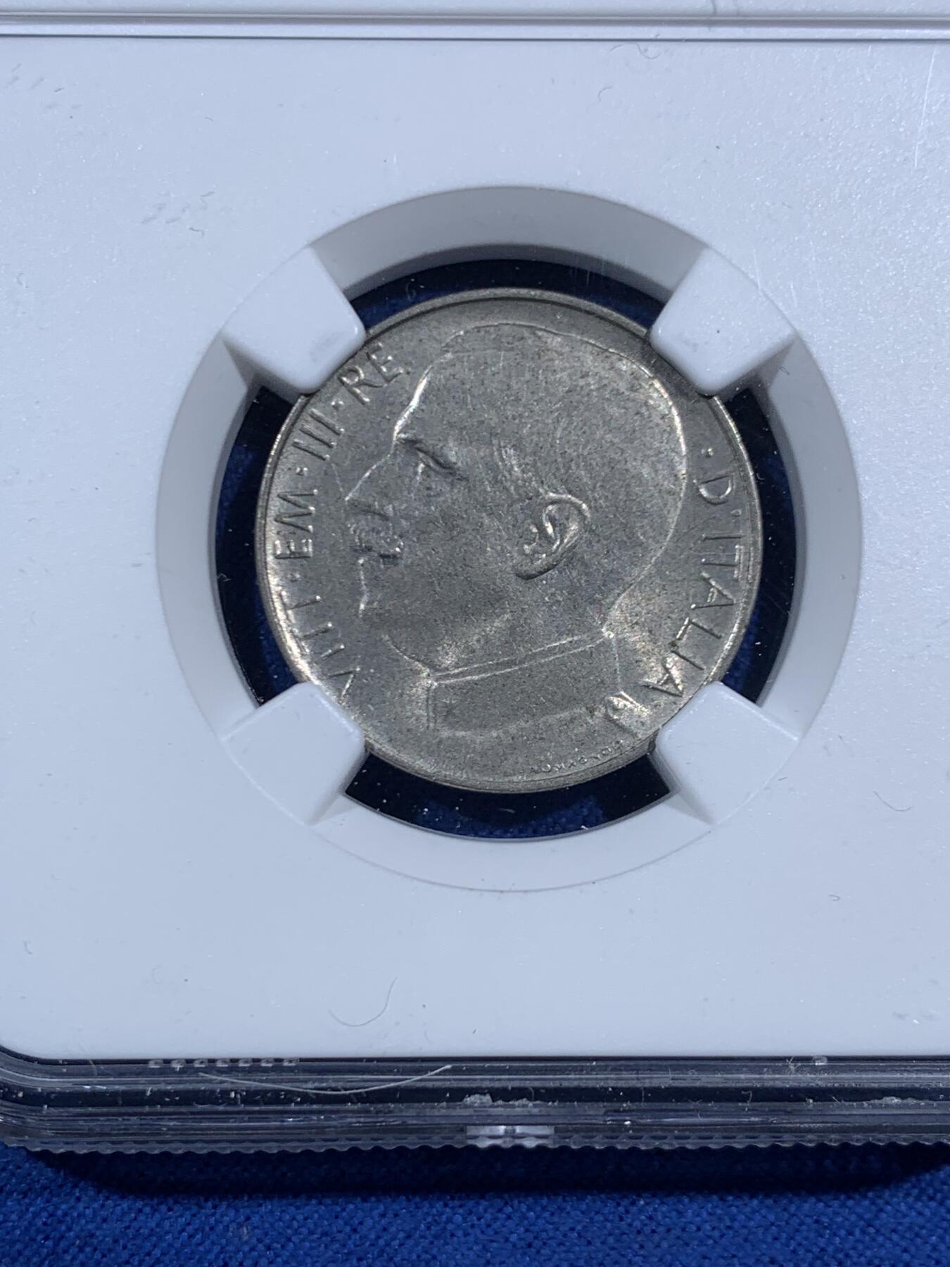 《竞宝斋》第469场 周日，周一 2场连拍 （全场包邮）欢迎送拍 NGC MS61 意大利1921年四狮子拉马车50分