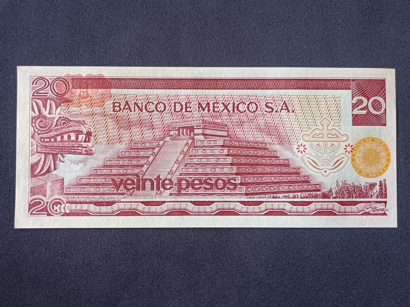 【游宝拍卖】丙午马年第10期 墨西哥-20比索【1977年 全新UNC】