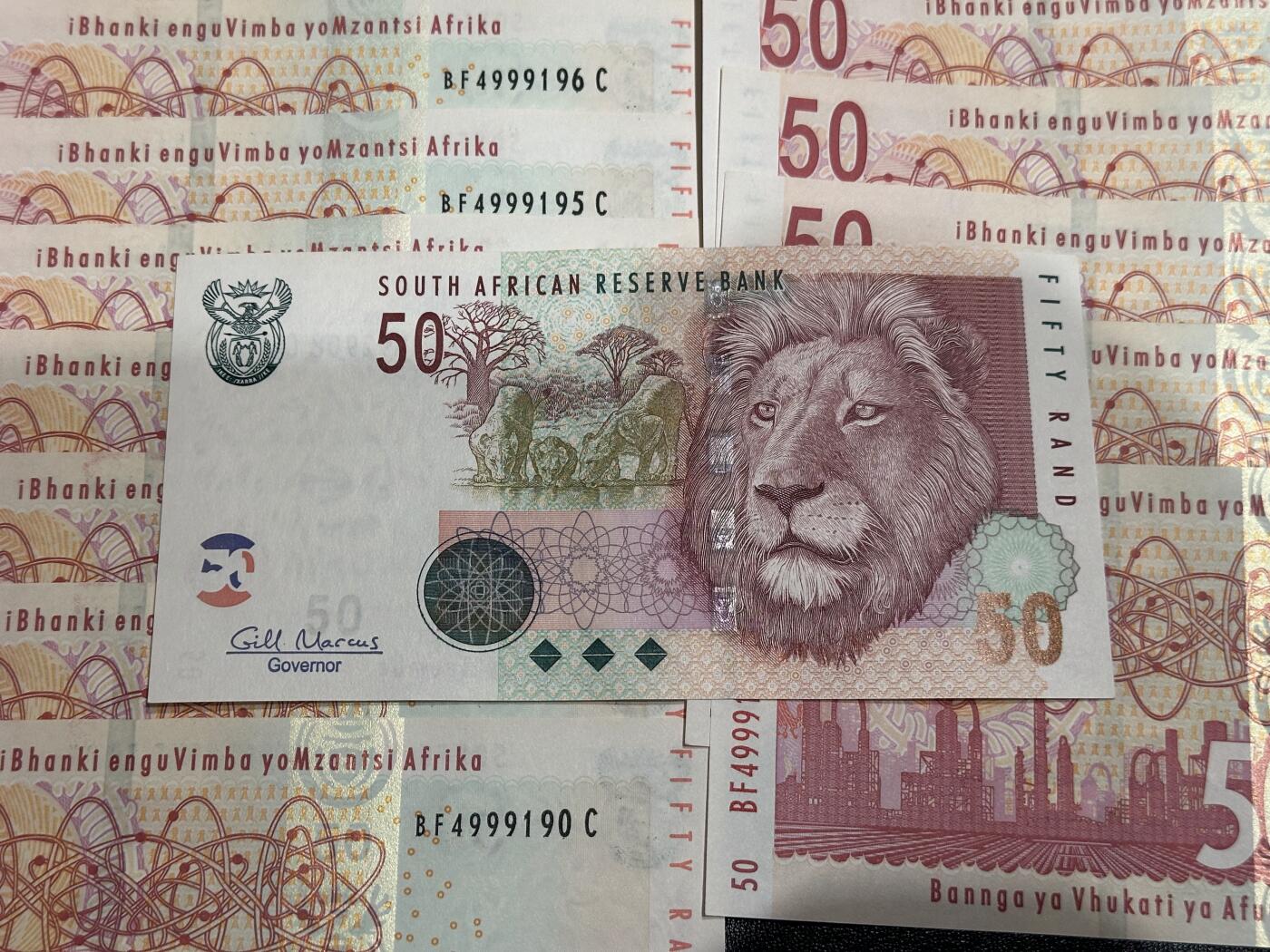 《外钞收藏家》第六百一十六期（精品场）（长期征集拍品、欢迎藏友们联系合作） 南非动物版50兰特 17张一起 全新UNC