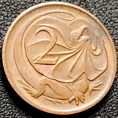 泉币菌-第206场-拍品多 请提前出价 1980年 英属 澳大利亚2分 伞蜥蜴 斗篷蜥 伊丽莎白二世 21.5mm