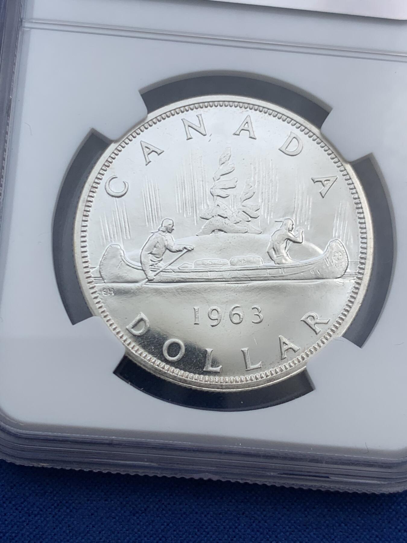 《竞宝斋》第469场 周日，周一 2场连拍 （全场包邮）欢迎送拍 NGC PL64 加拿大1963年1元银币 23.33克 800银 镜面感十足