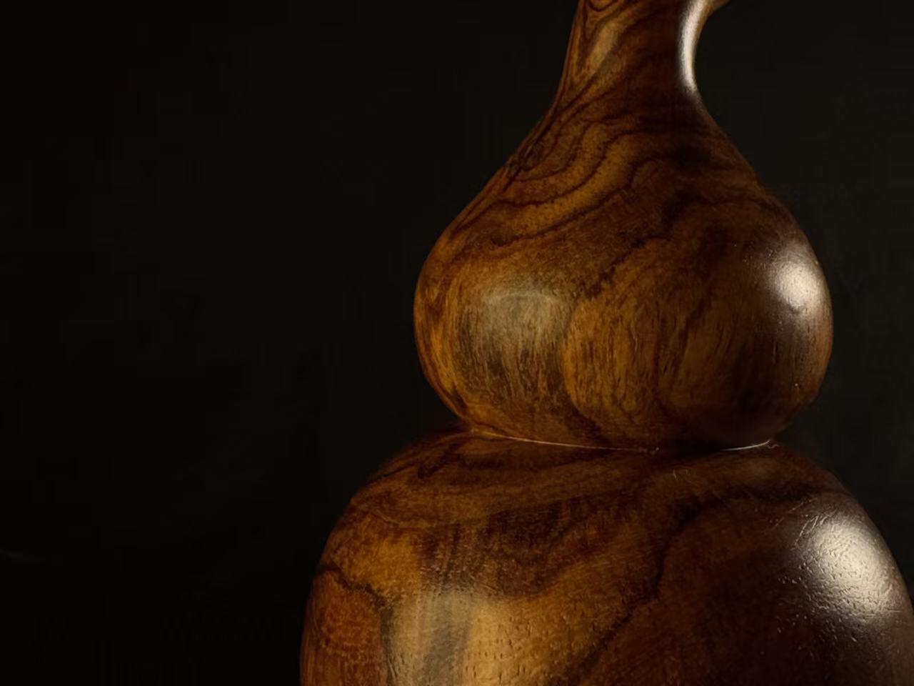 零元拍：越南黄花梨  宝瓶 手把件 福禄（葫芦）大肚 65，小肚 43，高 122MM