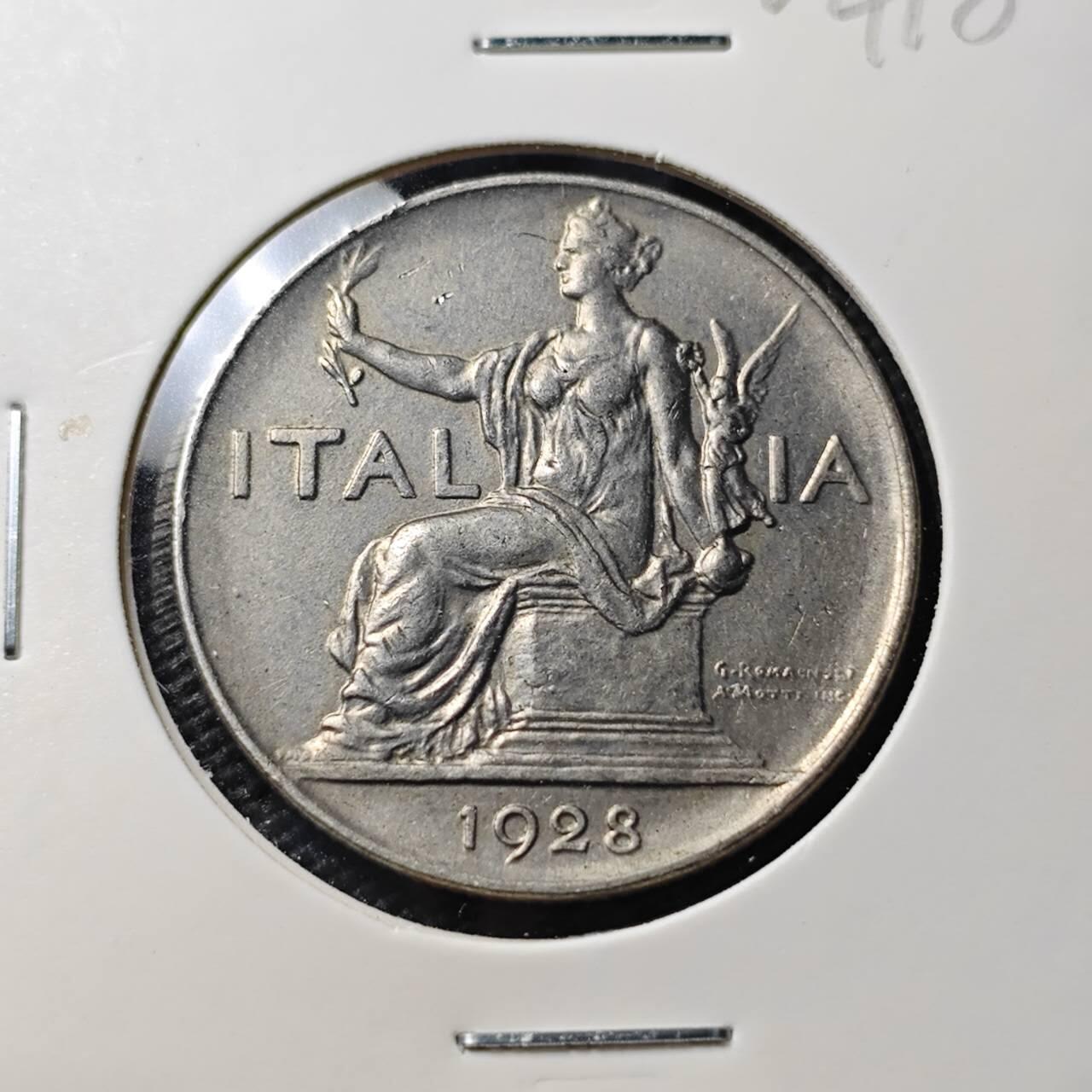 KK钱币收藏小铺   第404期 2月预留时间 周末发货  1928意大利1里拉