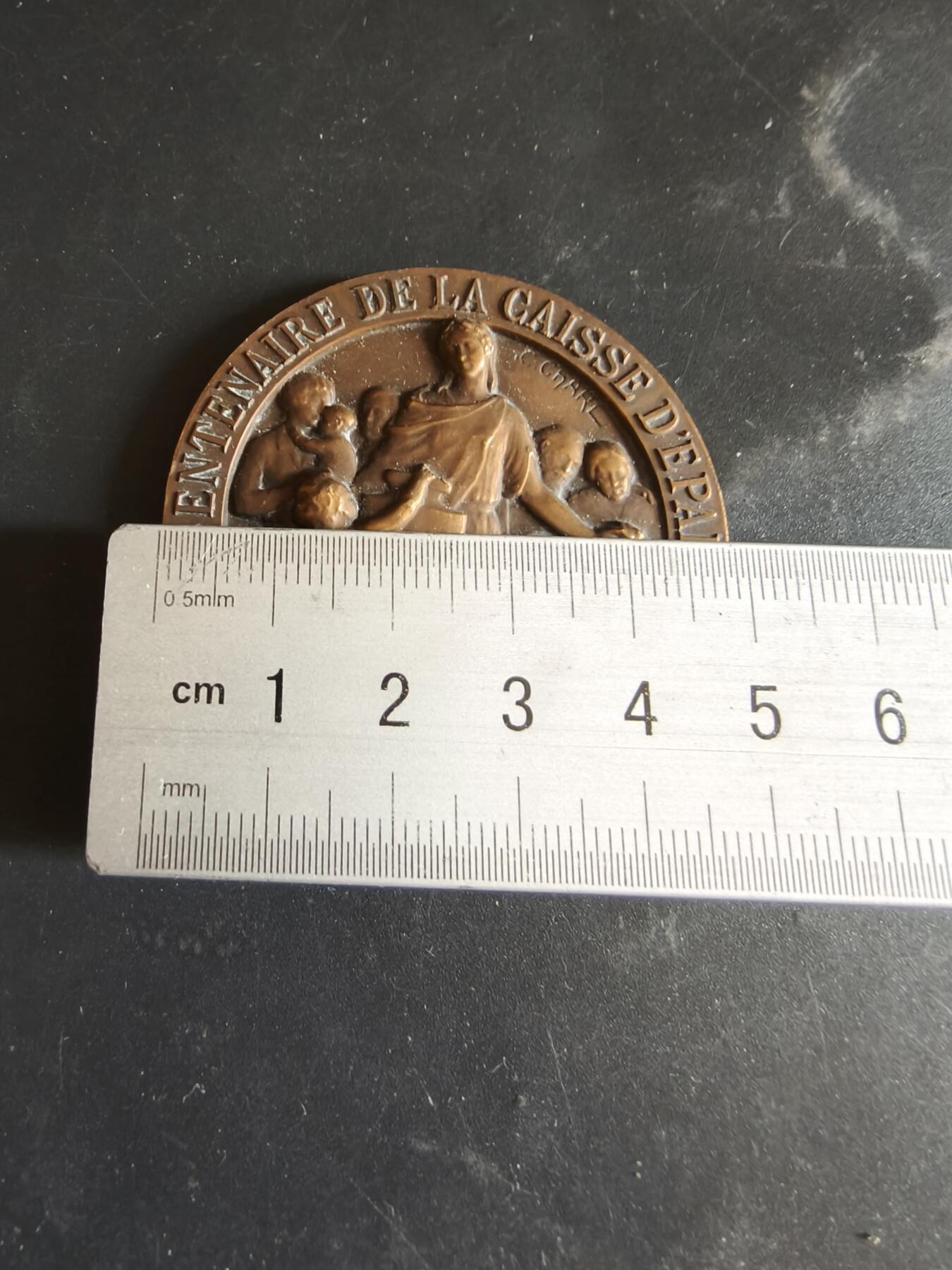 老王徽章第186期 法国储蓄银行百年大铜章    直径50mm    重量54.3g