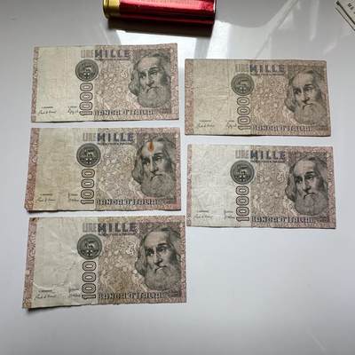 🌹外币初藏🌹🐯2026年第27场   每周二四六晚8️⃣点 接代拍 - 意大利1982年 1000里拉纸币（波提切利版）五张一组 