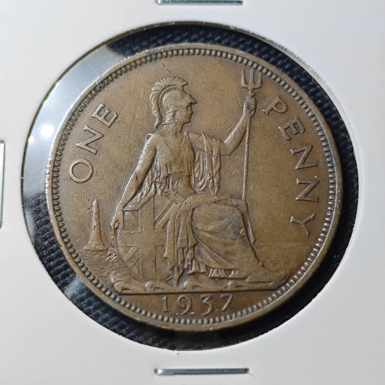 KK钱币收藏小铺   第404期 2月预留时间 周末发货  1937英国1便士铜币