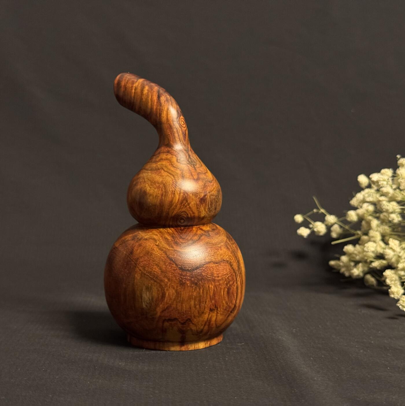 零元拍：越南黄花梨  宝瓶 手把件 福禄（葫芦）大肚 65，小肚 43，高 122MM