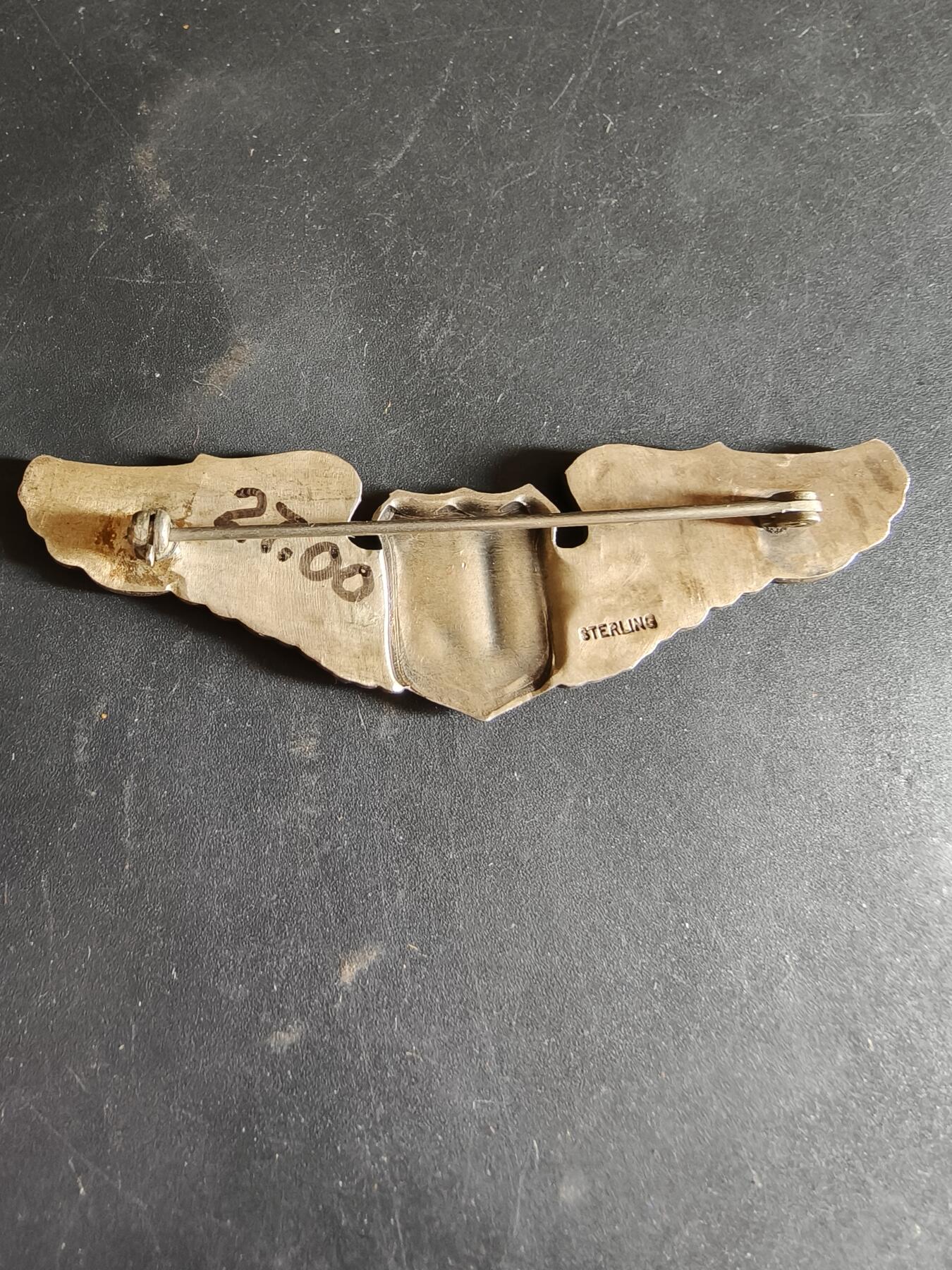 老王徽章第186期 美国二战陆军航空兵联络飞行员技能章     3英寸     925银    23.2g