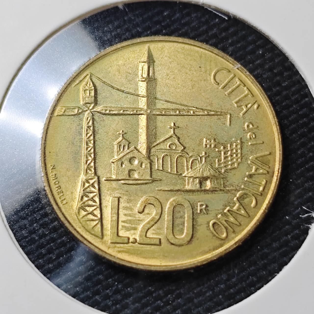 KK钱币收藏小铺   第405期 2月预留时间 周末发货 梵蒂冈20里拉 