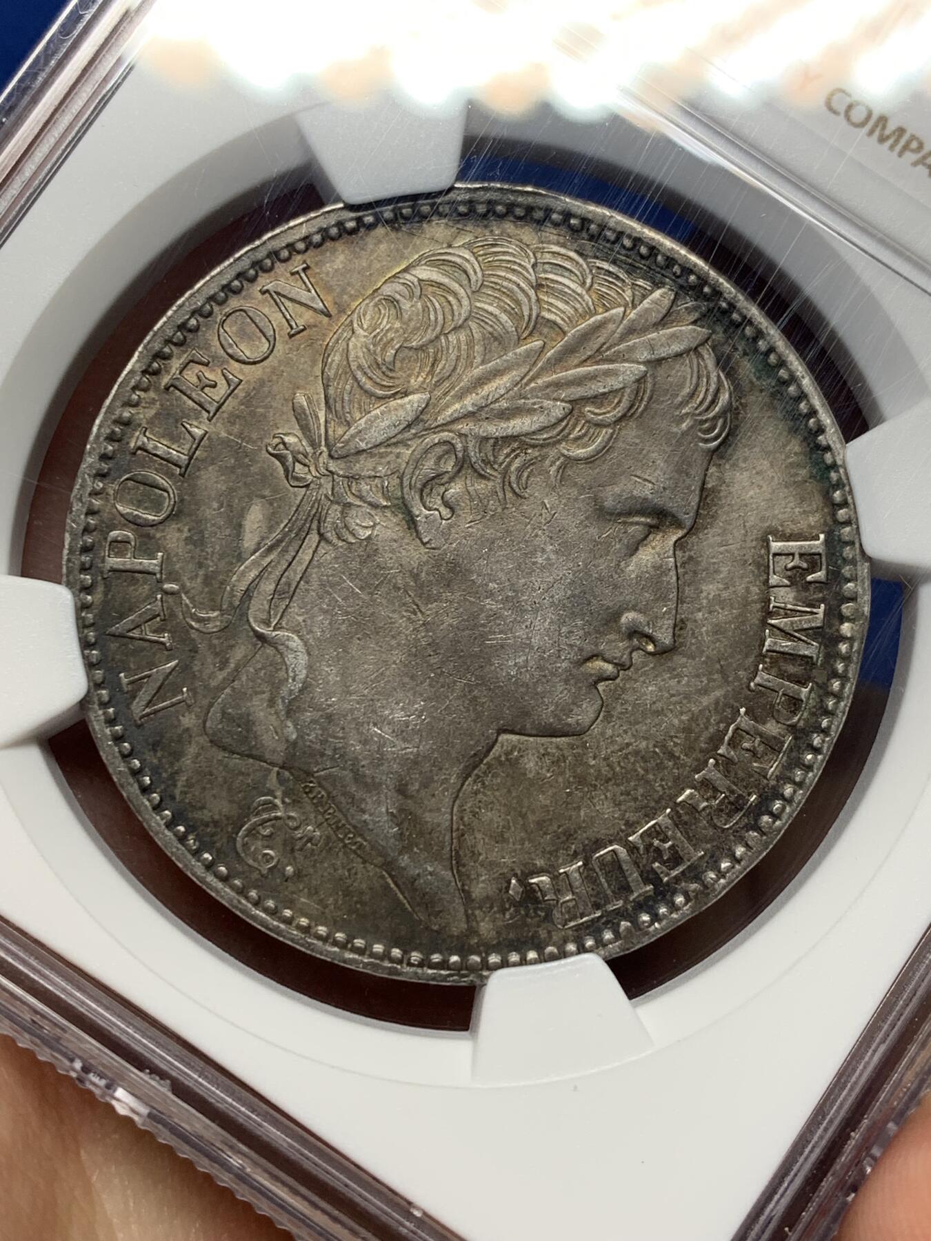 《竞宝斋》第469场 周日，周一 2场连拍 （全场包邮）欢迎送拍 NGC AUD 法国1810年拿破仑5法郎银币