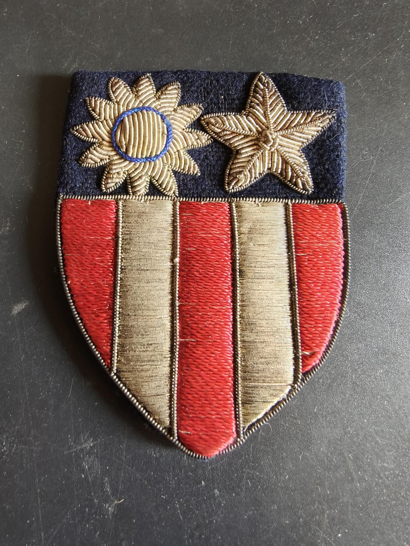 老王徽章第186期 美国二战中缅印战区臂章   军官金属丝刺绣版