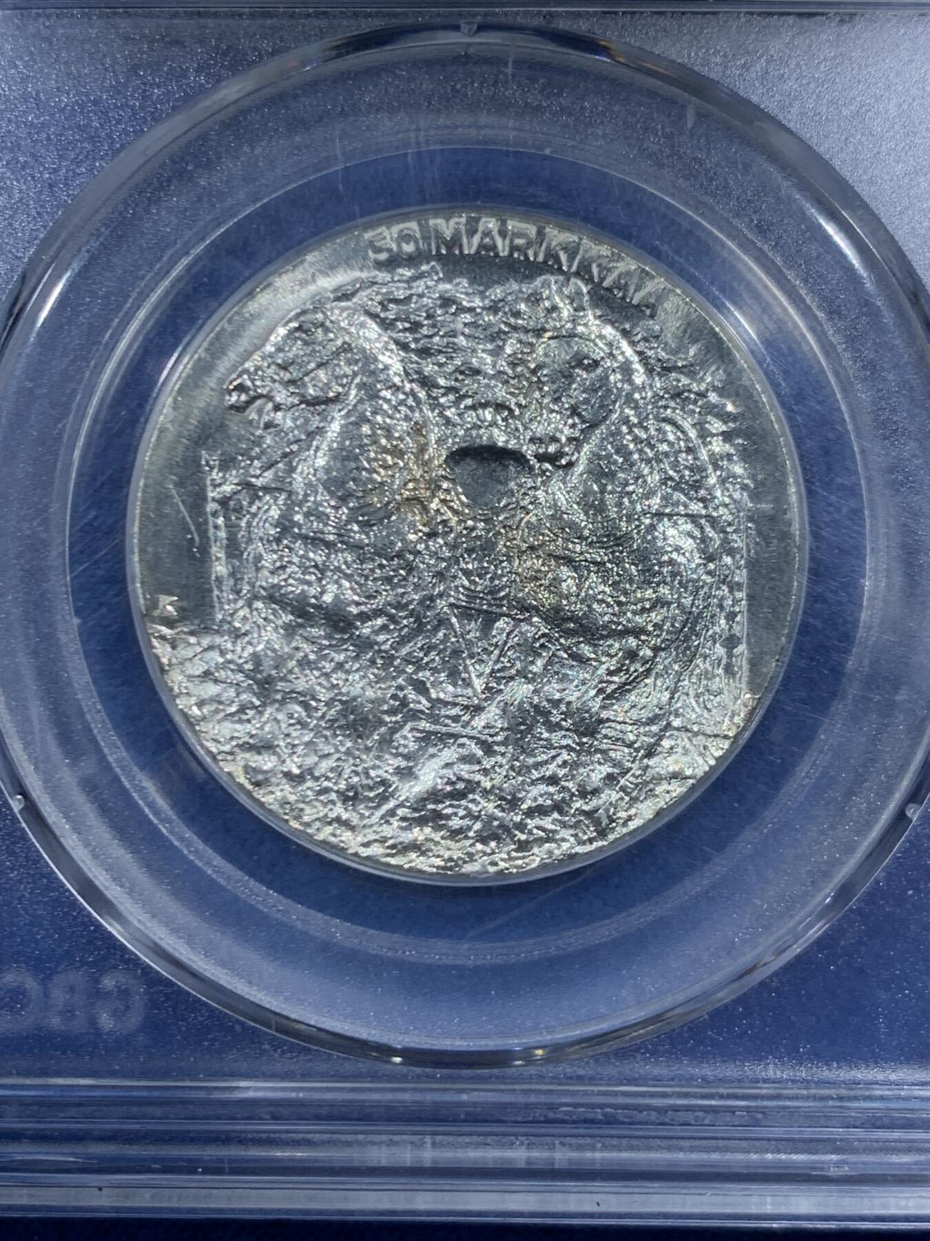 《竞宝斋》第469场 周日，周一 2场连拍 （全场包邮）欢迎送拍 公博 MS66 芬兰1981年吉科宁总理80岁生日纪念50马克银币，20g，500银