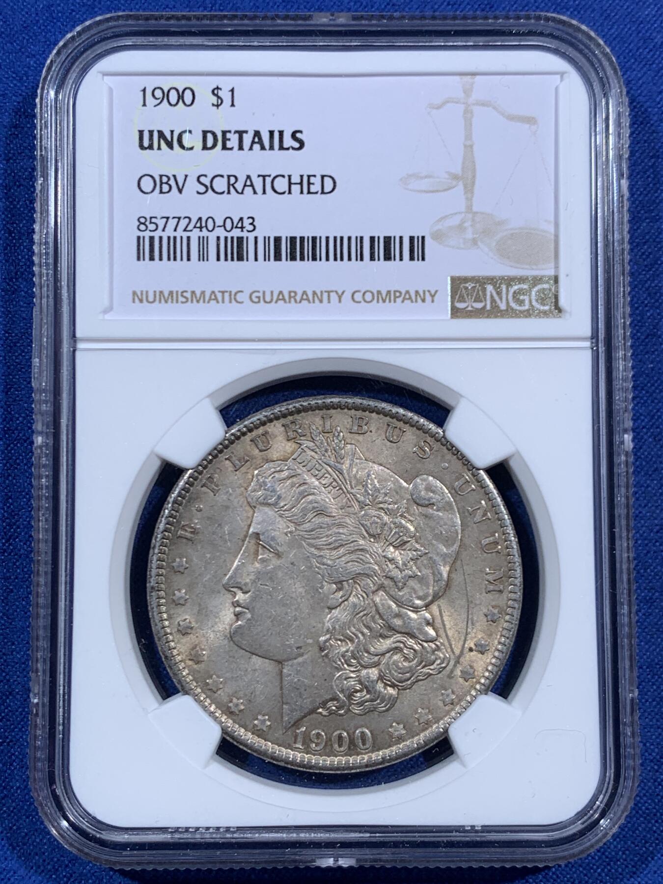 《竞宝斋》第469场 周日，周一 2场连拍 （全场包邮）欢迎送拍 NGC UNCD 美国1900年摩根1美元银币