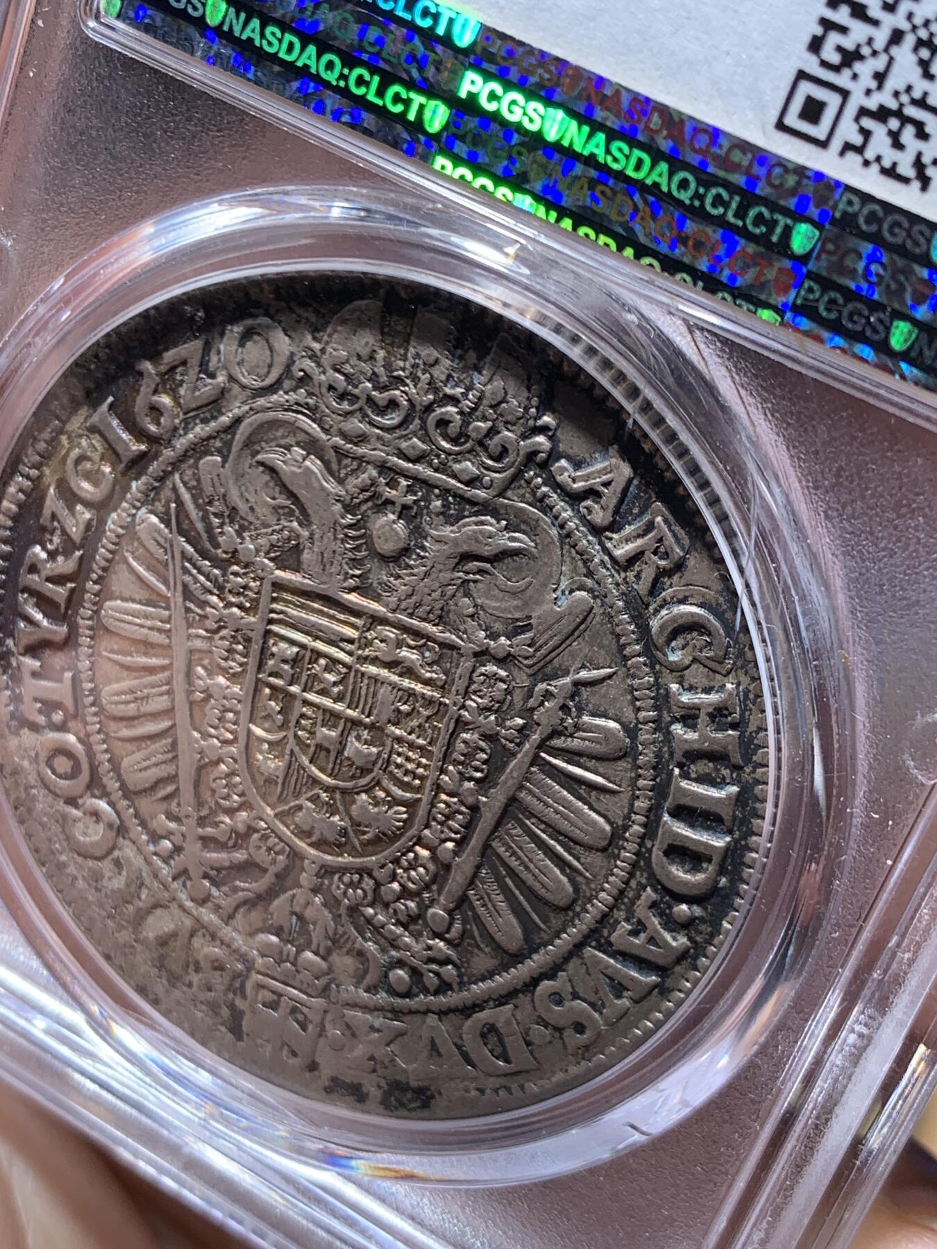 《竞宝斋》第469场 周日，周一 2场连拍 （全场包邮）欢迎送拍 PCGS AU50 奥地利帝国 1620年 斐迪南二世 泰勒大银币 只发行了2年 少见头像