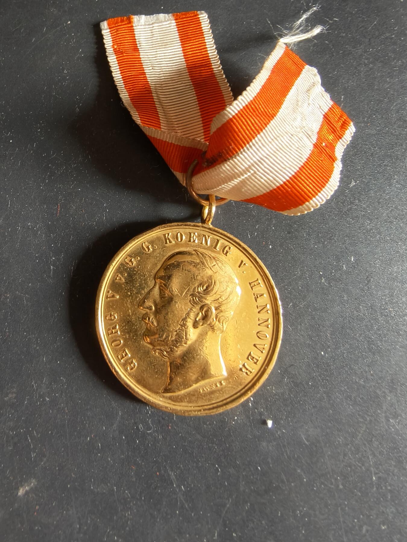 老王徽章第186期 德国汉诺威王国1866普奥战争朗根萨尔察战役战役奖章     实发带获得者边铭