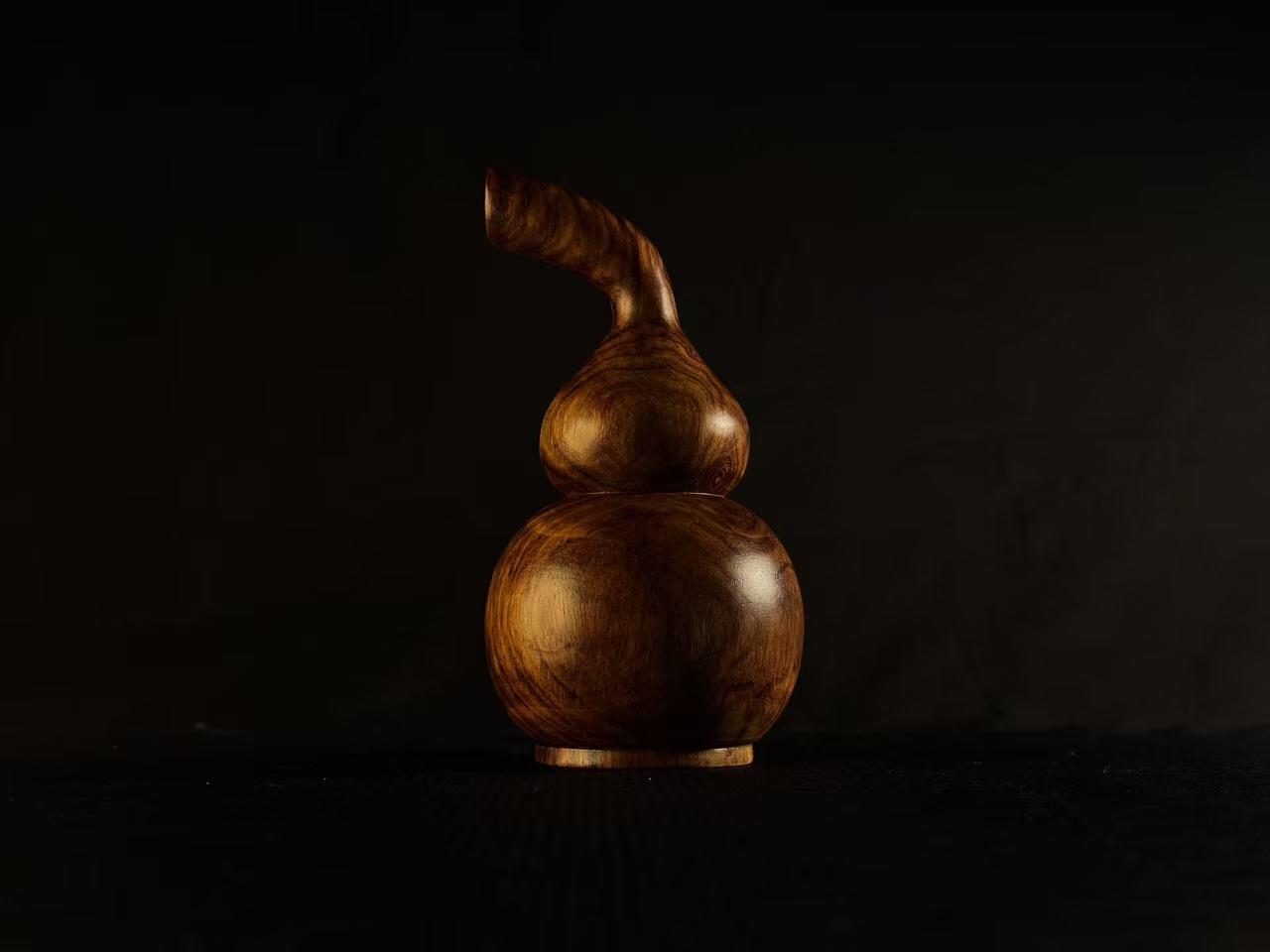 零元拍：越南黄花梨  宝瓶 手把件 福禄（葫芦）大肚 65，小肚 43，高 122MM