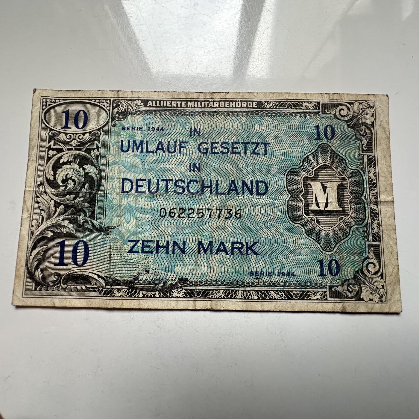 🌹外币初藏🌹🐯2026年第27场   每周二四六晚8️⃣点 接代拍 德国1944年盟军军票 10马克