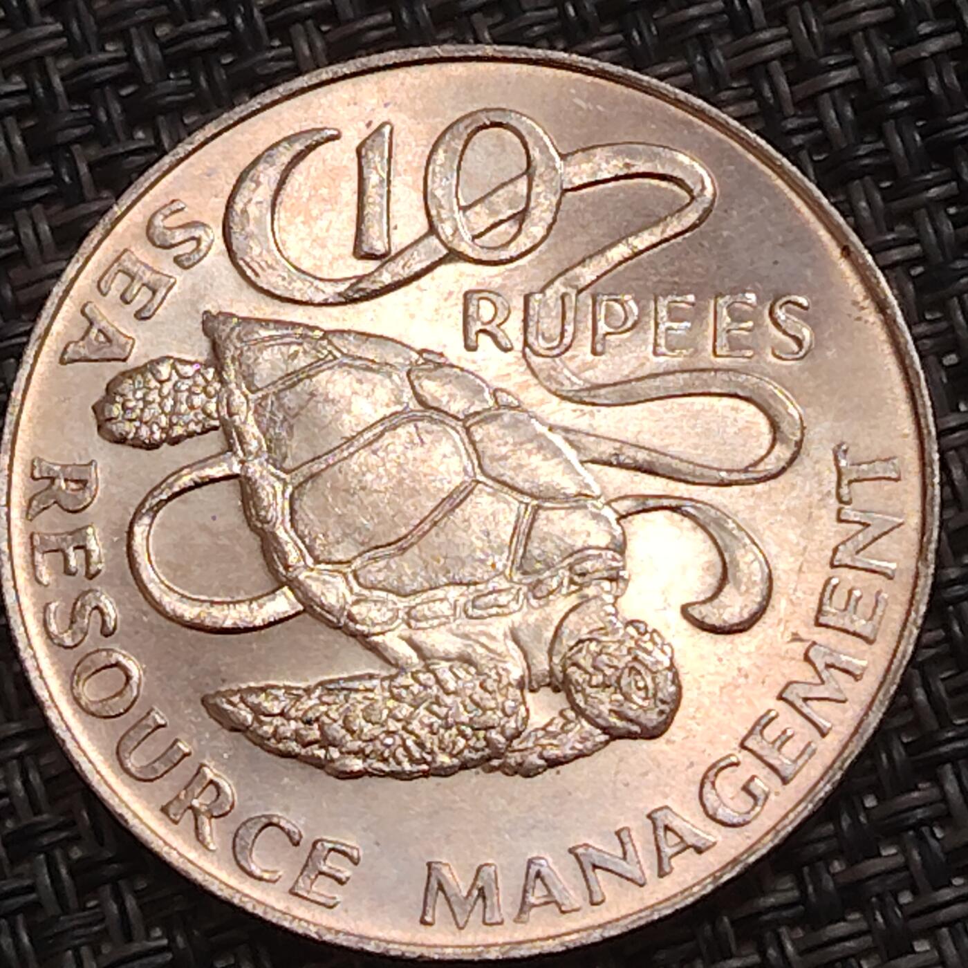 布加迪🐬～世界钱币(上海)🌾第 280 期 /  各国套币和散币 塞舌尔🇸🇨 1977年 10卢比 FAO 纪念币 34.5mm