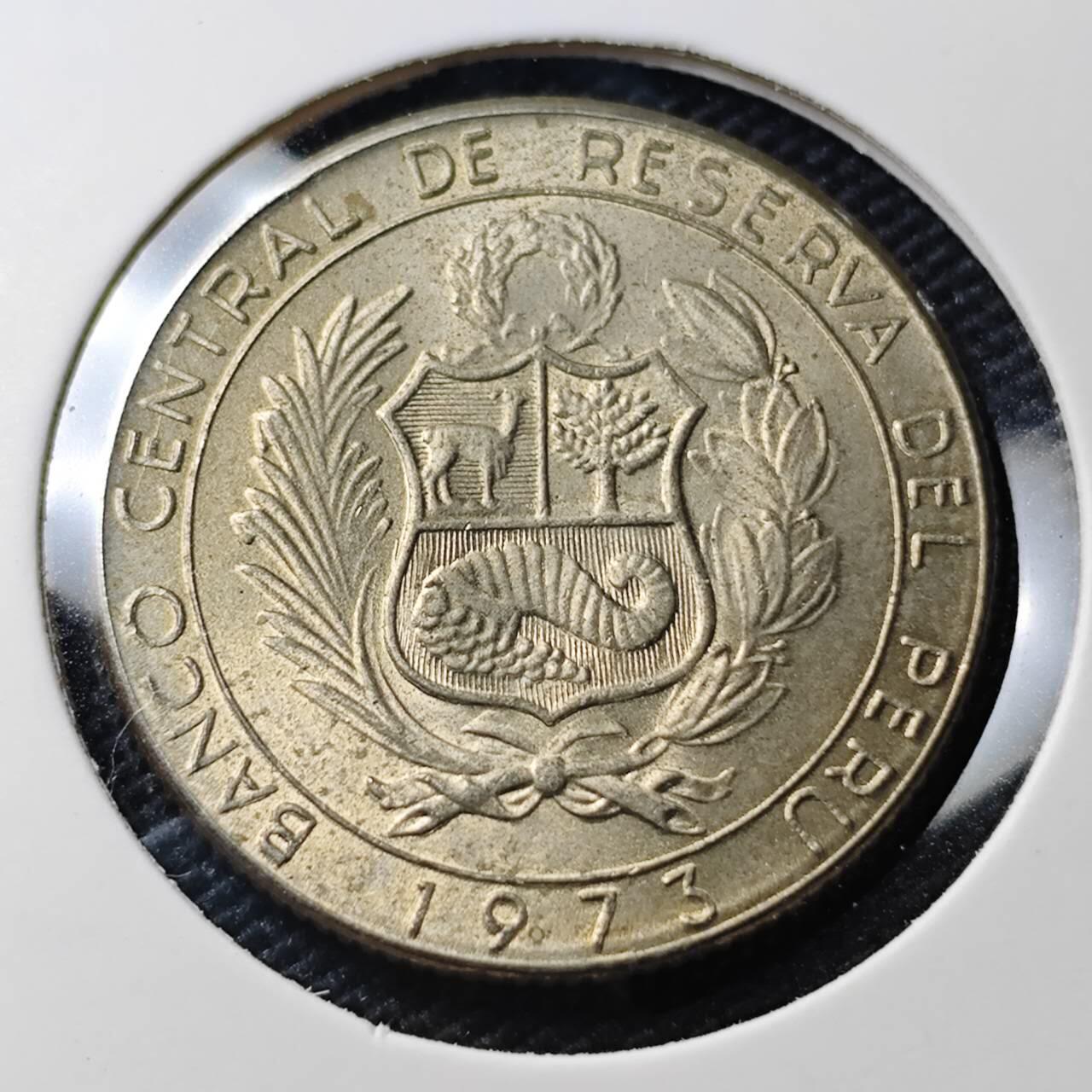 KK钱币收藏小铺   第404期 2月预留时间 周末发货  1973秘鲁5索尔 好品