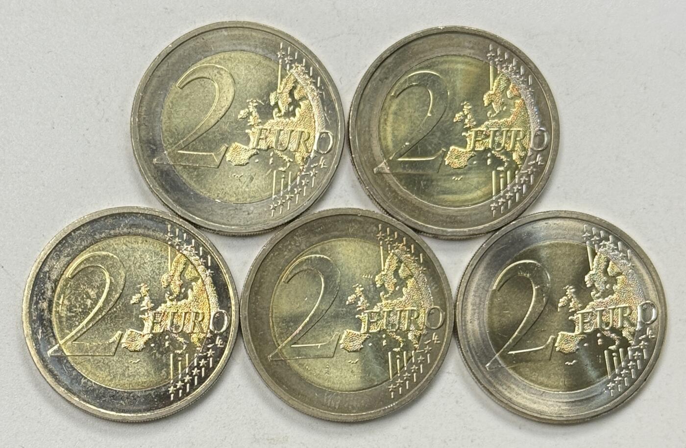 S&S Numismatic世界钱币-拍卖 第122期  德国2015年 东西德统一25周年 2欧元双色纪念币 ADFGJ厂标5枚全套