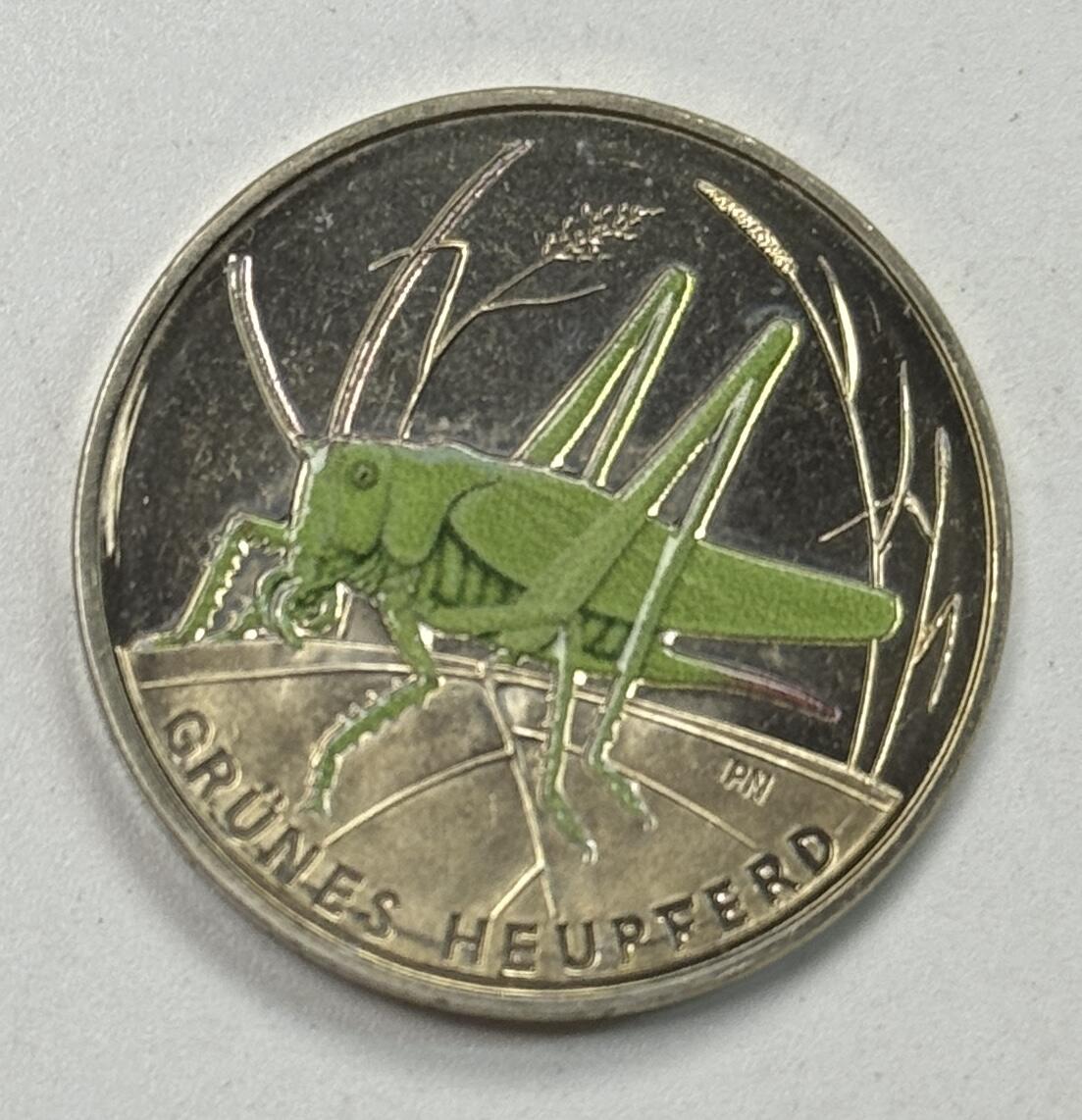 S&S Numismatic世界钱币-拍卖 第122期  德国2024年 奇妙的昆虫世界-绿蚱蜢 5欧元彩色纪念币