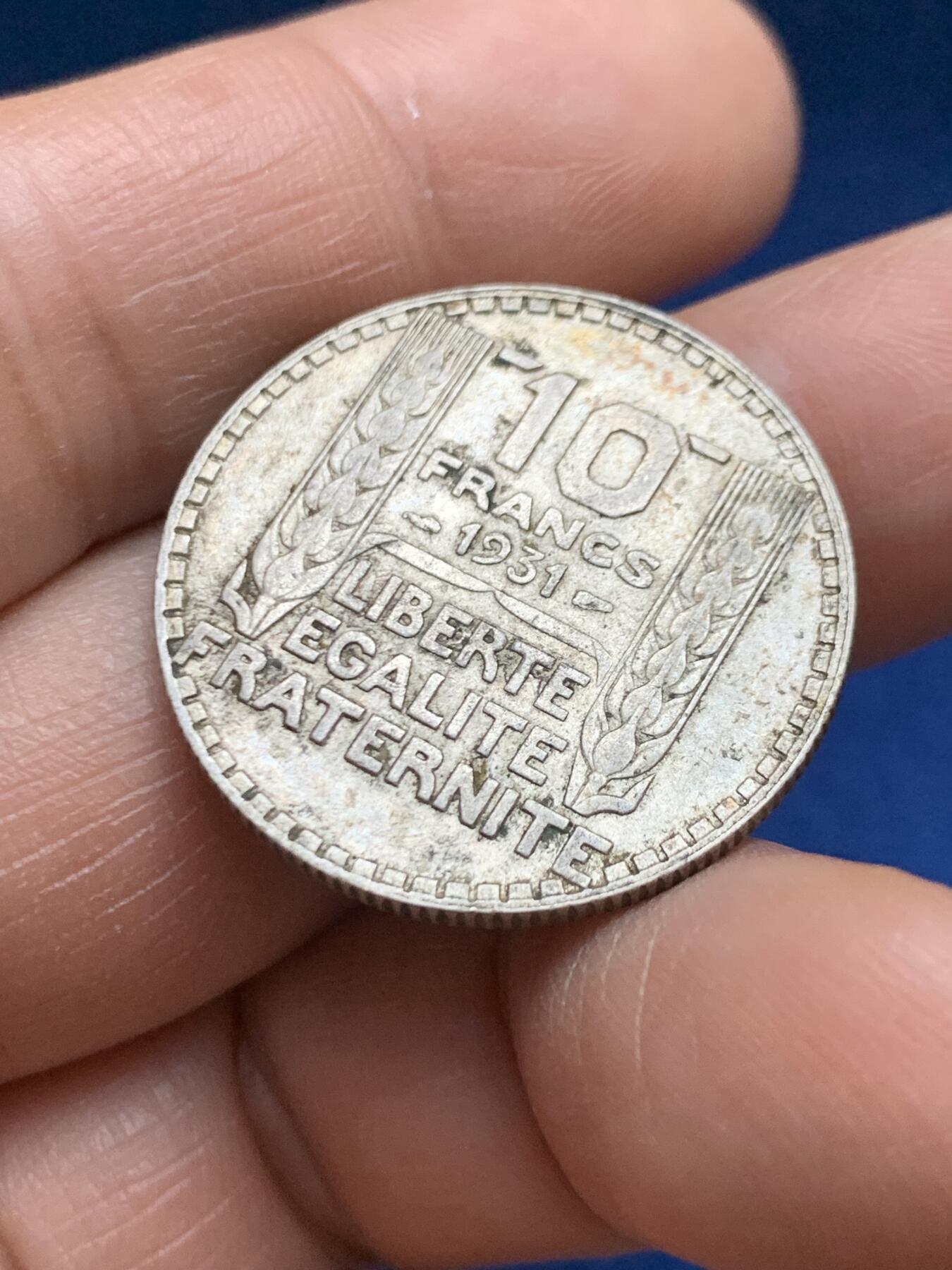 《竞宝斋》第469场 周日，周一 2场连拍 （全场包邮）欢迎送拍 法国1931年谷物女神10法郎银币