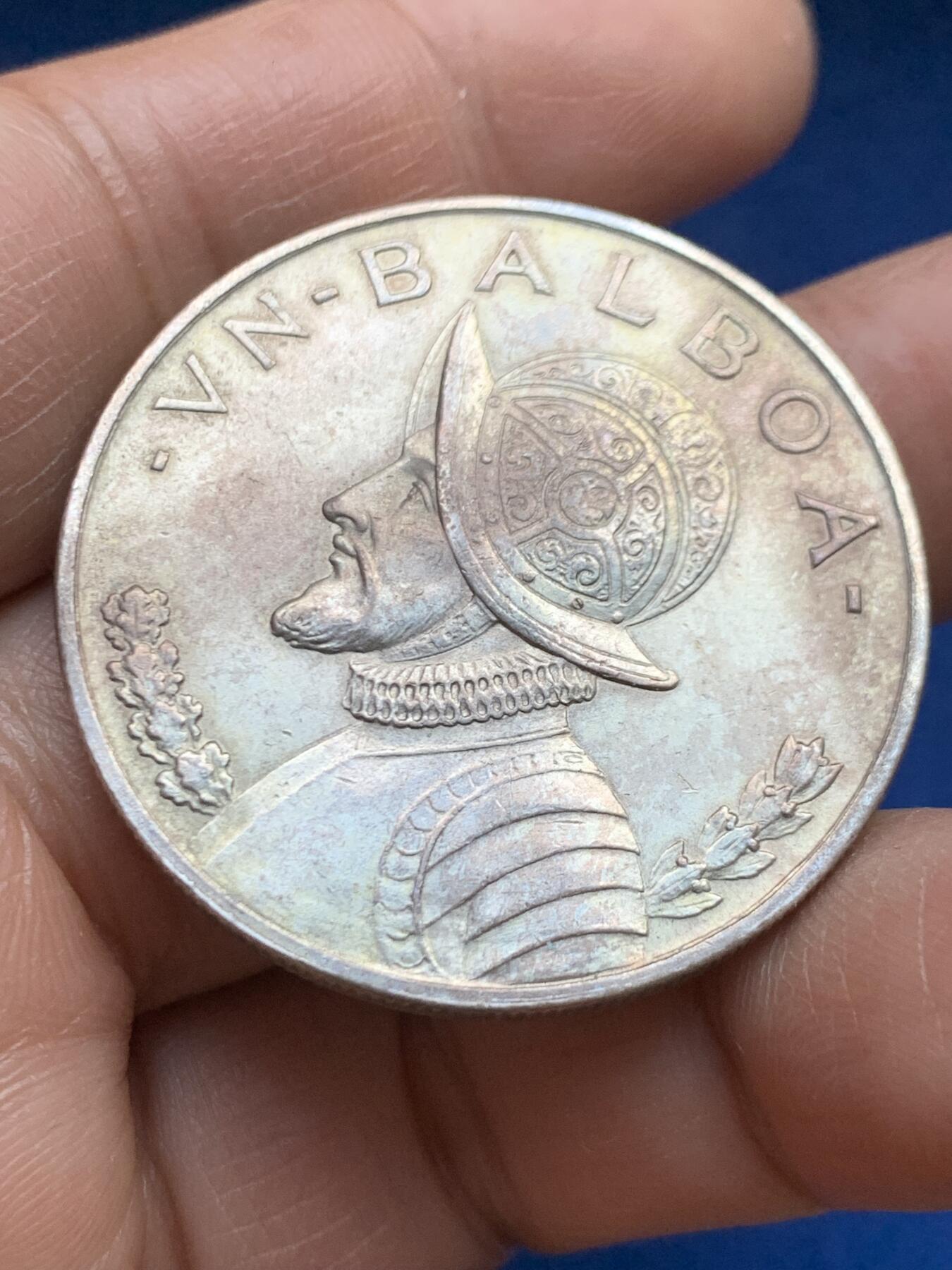 《竞宝斋》第469场 周日，周一 2场连拍 （全场包邮）欢迎送拍 巴拿马1947年1巴波亚银币