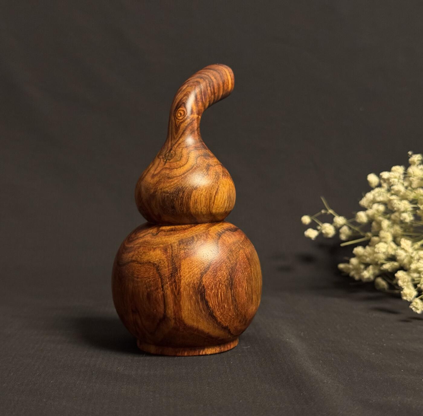 零元拍：越南黄花梨  宝瓶 手把件 福禄（葫芦）大肚 65，小肚 43，高 122MM