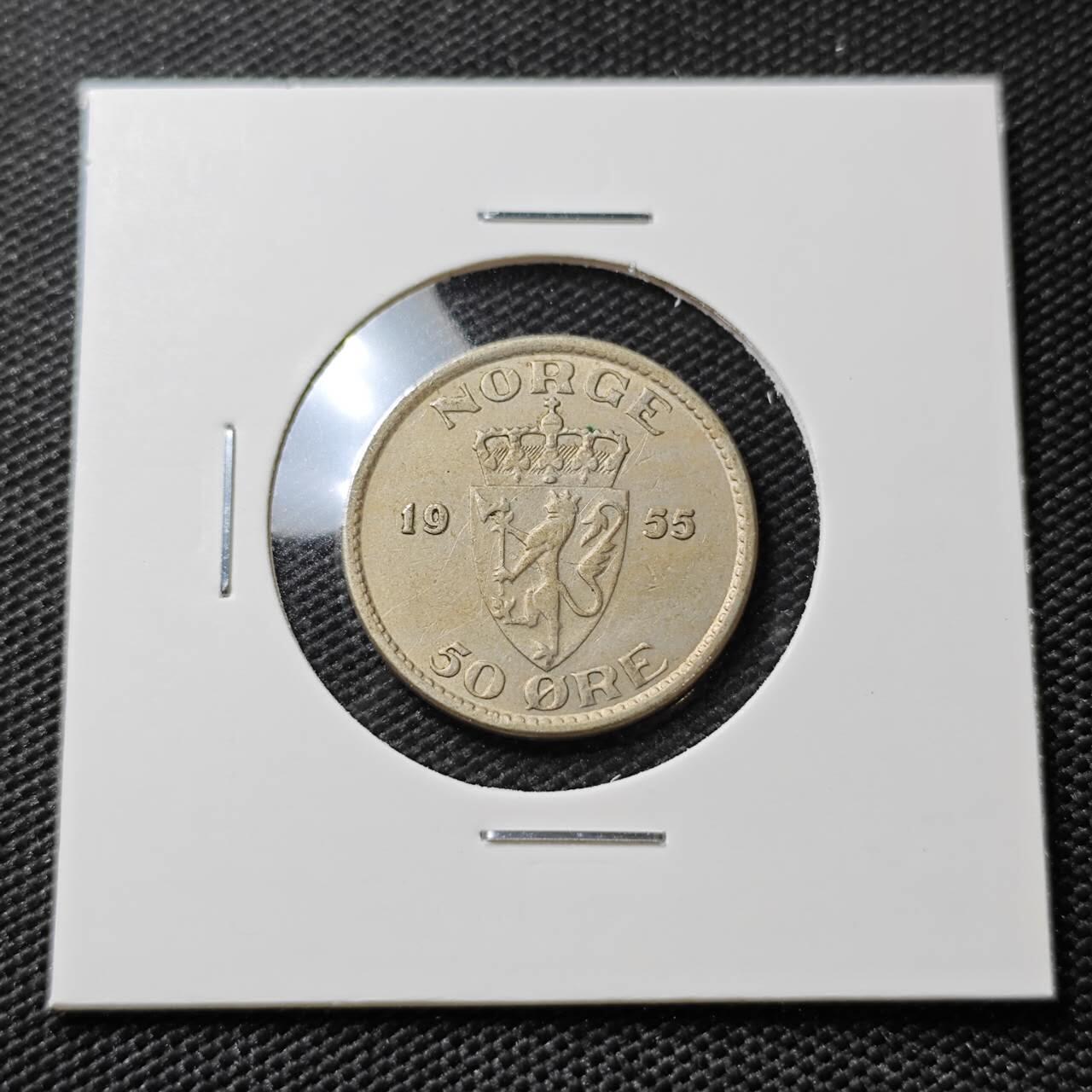 KK钱币收藏小铺   第404期 2月预留时间 周末发货  1955挪威50欧尔