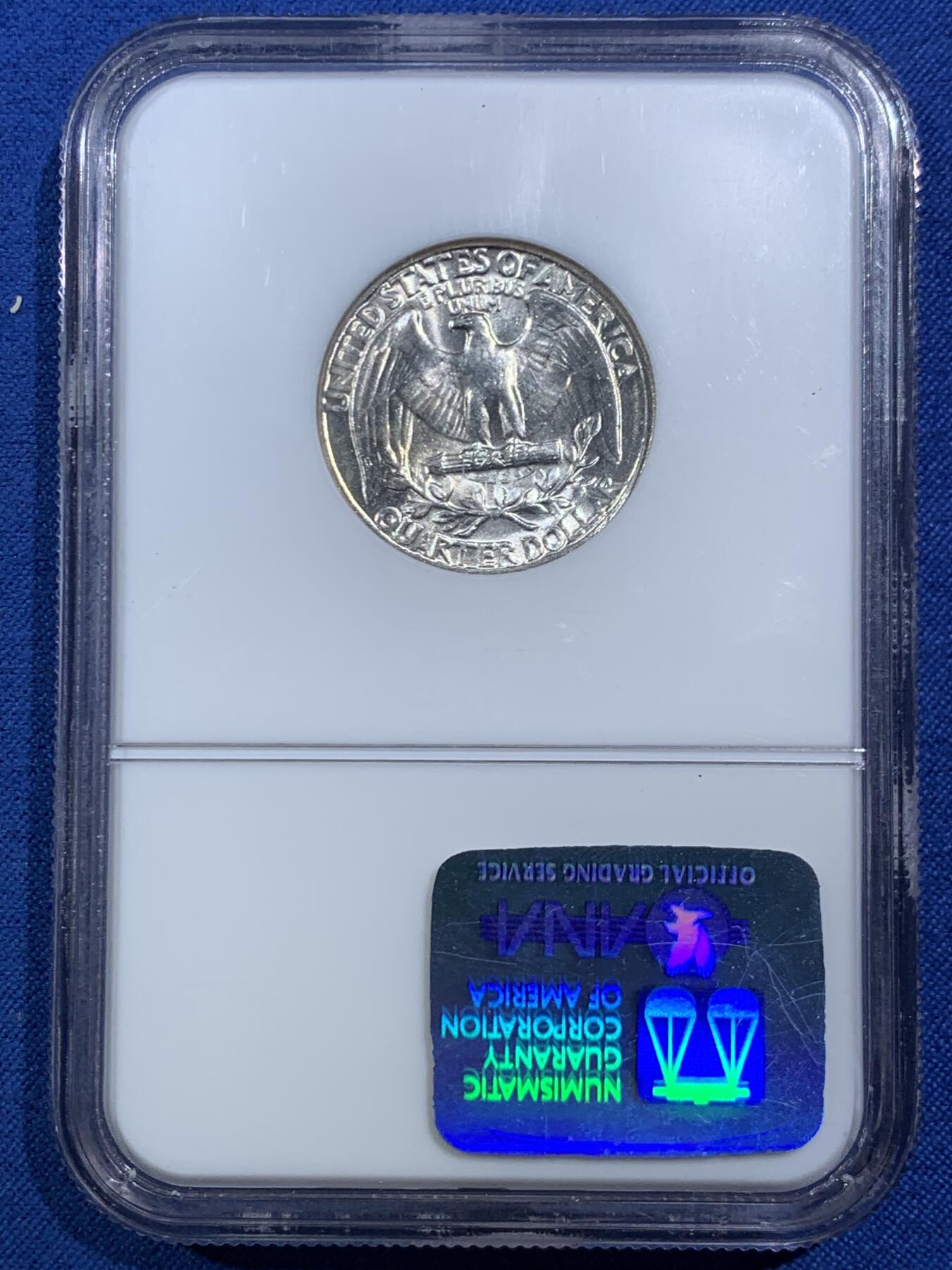 《竞宝斋》第469场 周日，周一 2场连拍 （全场包邮）欢迎送拍 NGC MS65 美国1959年华盛顿25美分银币