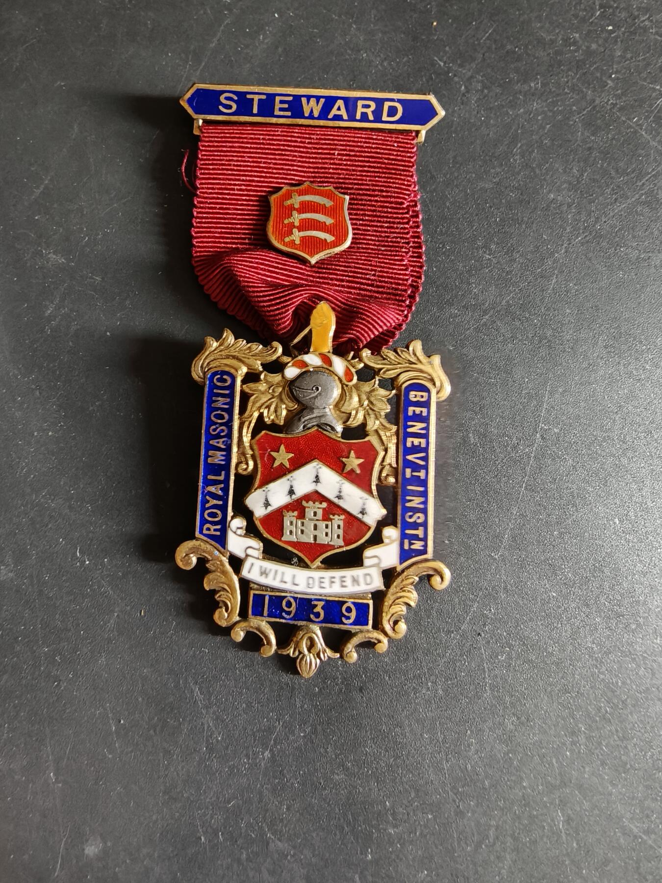 老王徽章第186期 英国皇家共济会慈善协会导师奖章    925银镀金珐琅    上挂银镀金    19g 