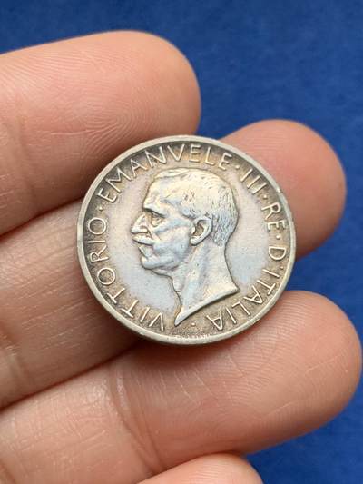 《竞宝斋》第469场 周日，周一 2场连拍 （全场包邮）欢迎送拍 - 意大利1927年5里拉银币，原光品相，4.9克，835银