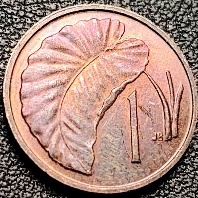 泉币菌-第206场-拍品多 请提前出价 - 铜光极美 1983年 英属库克群岛 1分青铜币 植物