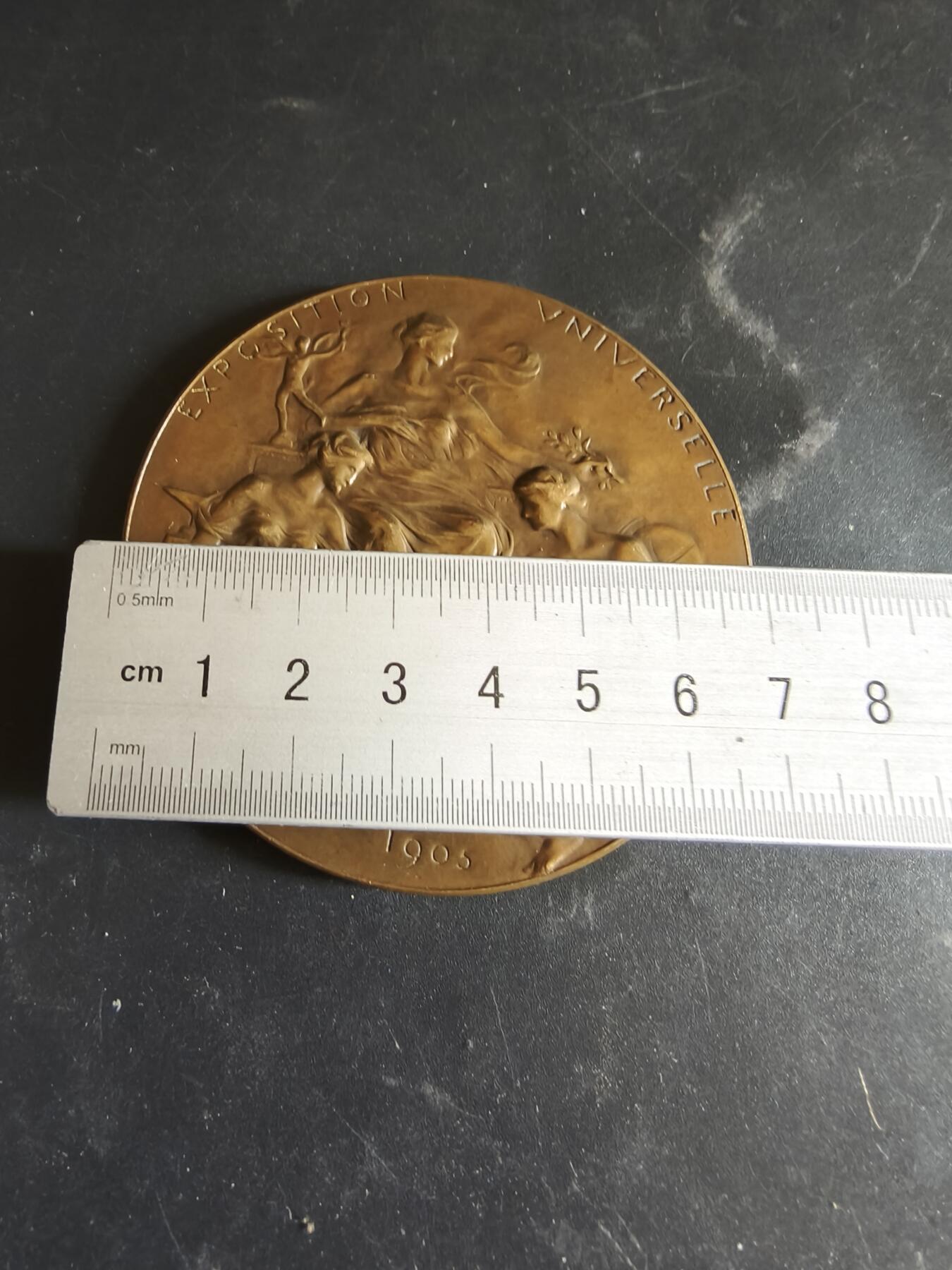 老王徽章第186期 比利时1905年列日世界博览会大铜章     直径70mm    重量126.9g