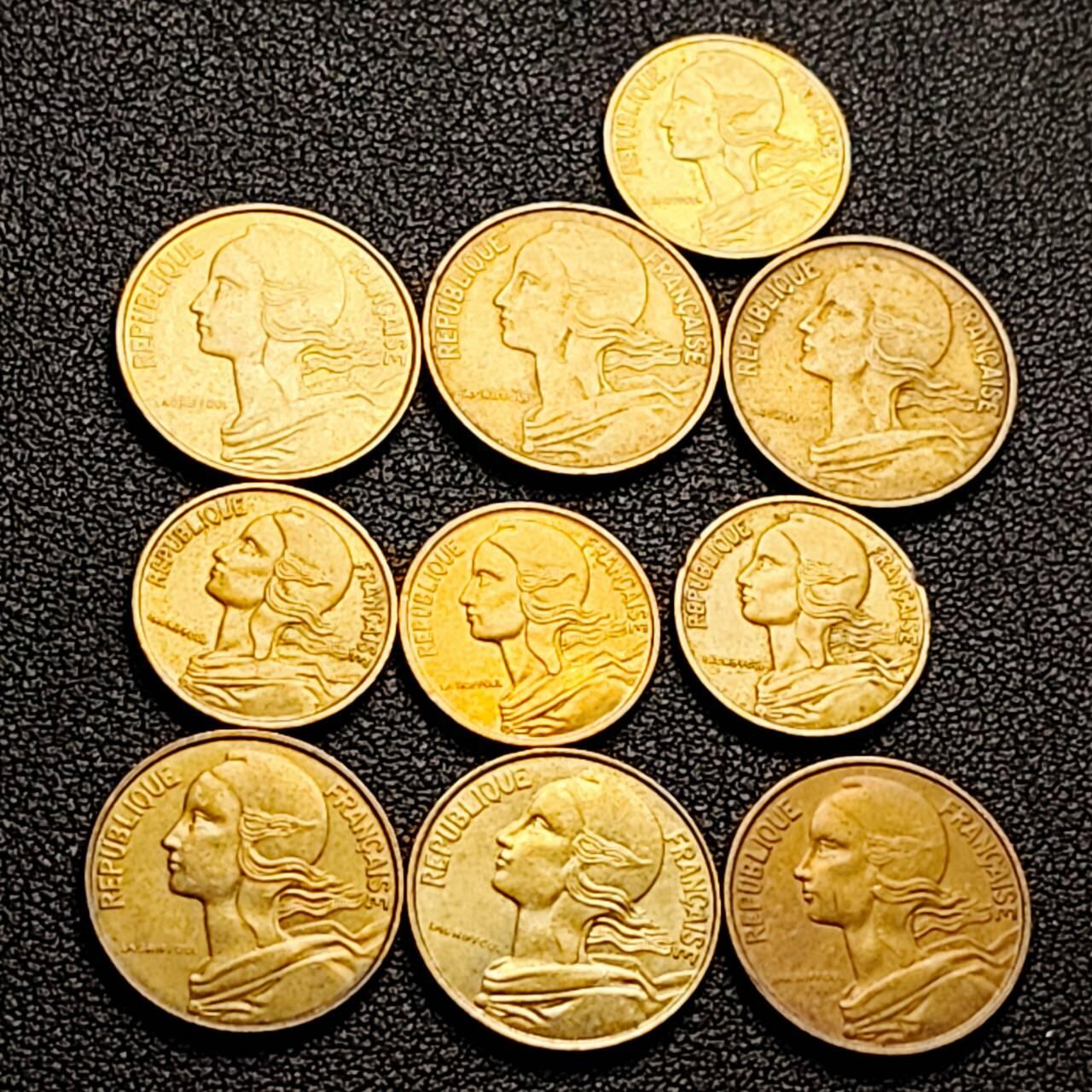 泉币菌-第206场-拍品多 请提前出价 10枚一组 法国女神铜币 混合年份未挑 绝版