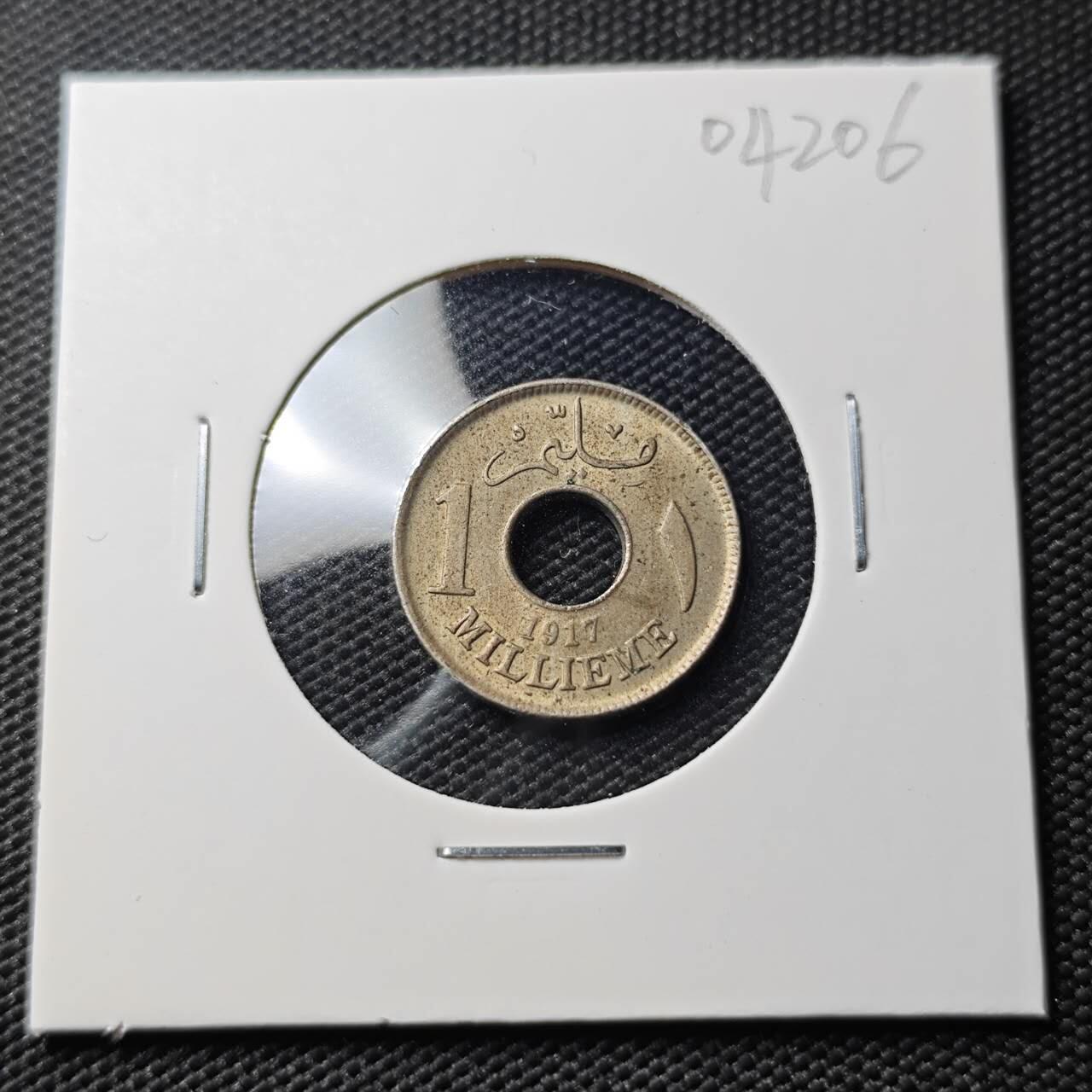 KK钱币收藏小铺   第404期 2月预留时间 周末发货  1917英占埃及1米利姆镍币 深打