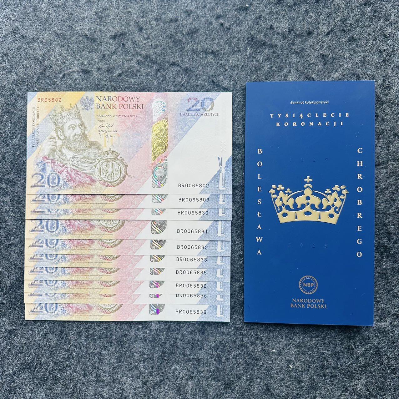 🇵🇱2606¥ ¥波兰2025年20兹落提Hybrid窗口复合钞，纪念波列斯瓦夫一世加冕1000周年（带册和宣传册）