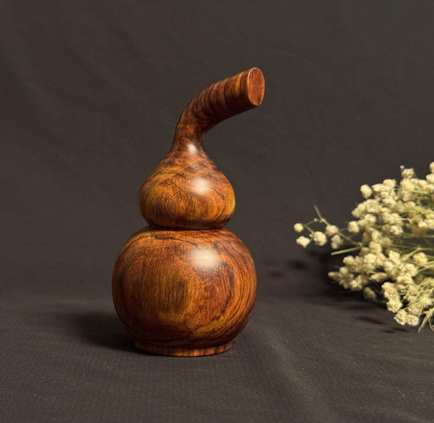 零元拍：越南黄花梨  宝瓶 手把件 福禄（葫芦）大肚 65，小肚 43，高 122MM