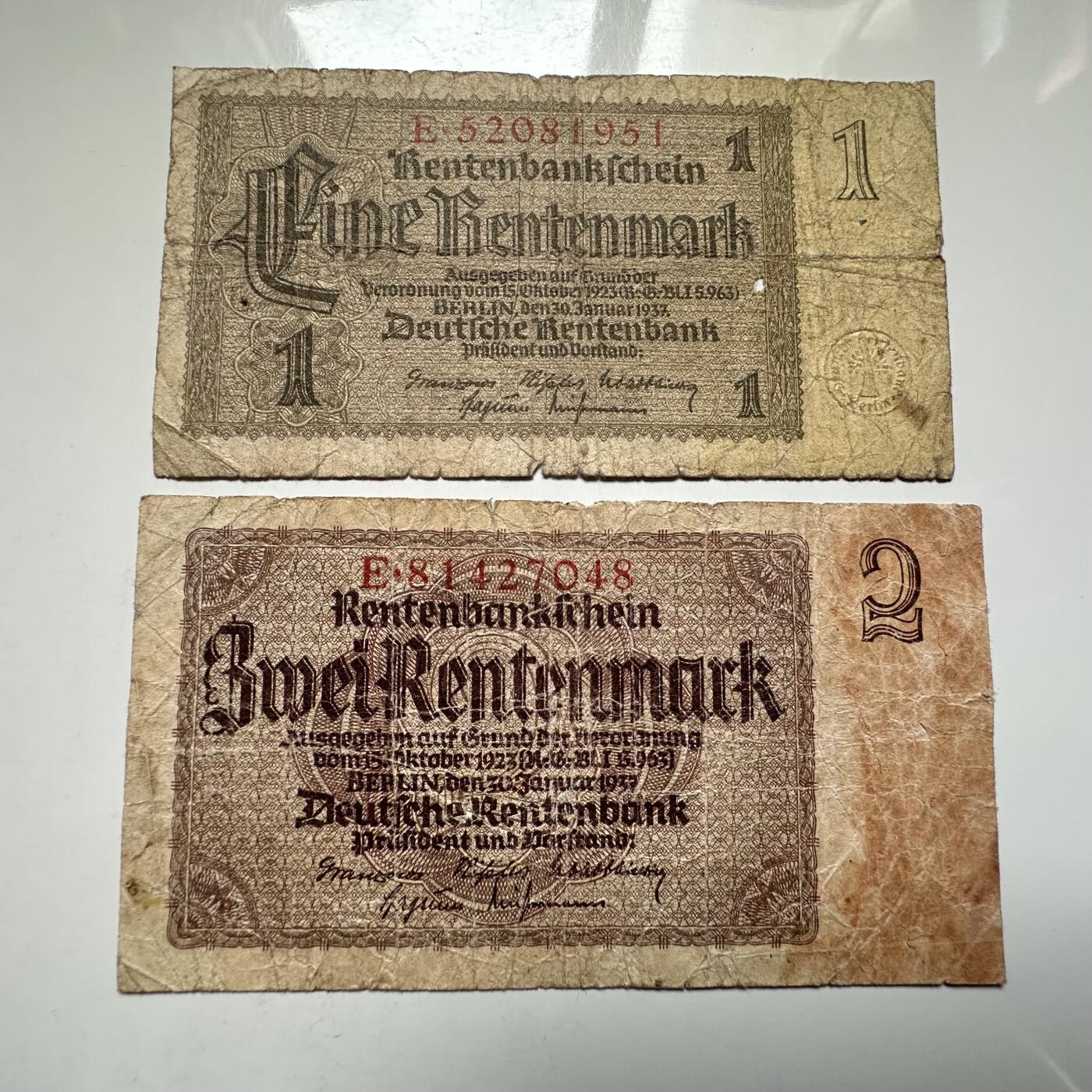 🌹外币初藏🌹🐯2026年第27场   每周二四六晚8️⃣点 接代拍 德国1937年地租银行 1/2地租马克纸币一组 