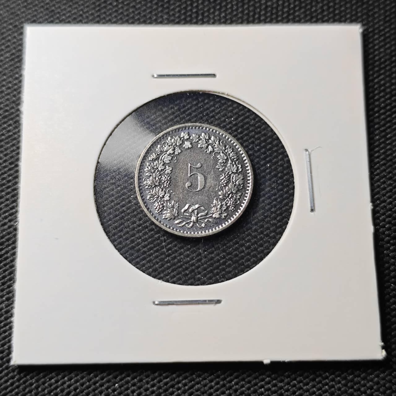 KK钱币收藏小铺   第404期 2月预留时间 周末发货  1980瑞士5分