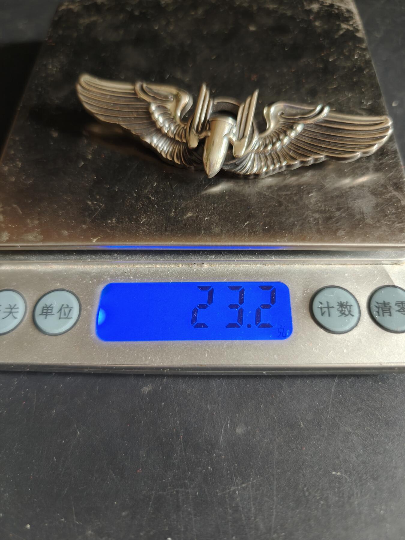 老王徽章第186期 美国二战陆军航空兵空中炮手技能章     3英寸     925银    23.2g