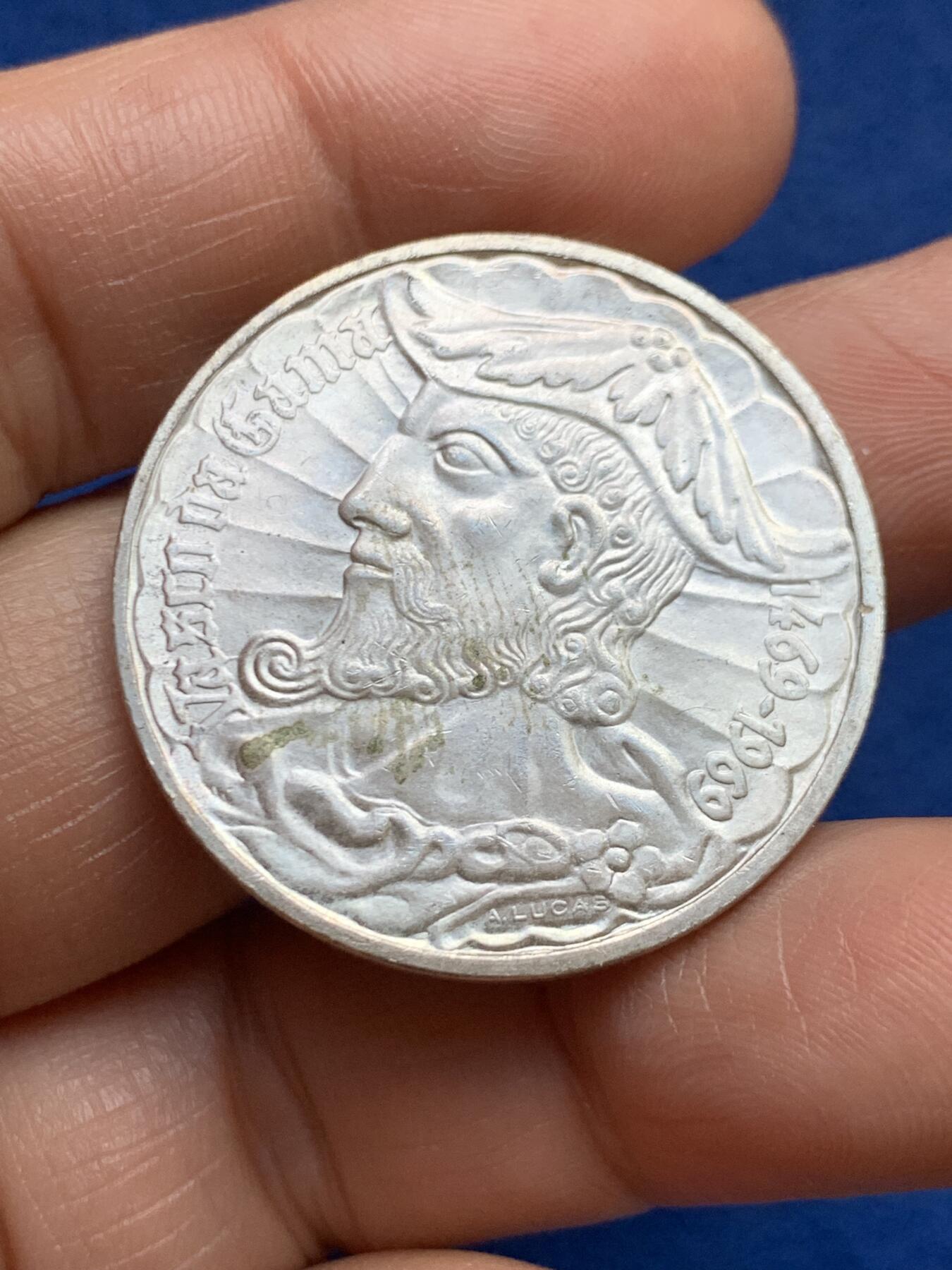 《竞宝斋》第469场 周日，周一 2场连拍 （全场包邮）欢迎送拍 葡萄牙1969年瓦斯科·达·伽马诞辰500周年50埃斯库多银币 650银 重约18克