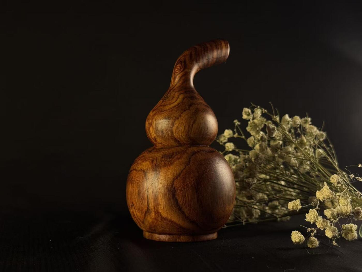 零元拍：越南黄花梨  宝瓶 手把件 福禄（葫芦）大肚 65，小肚 43，高 122MM